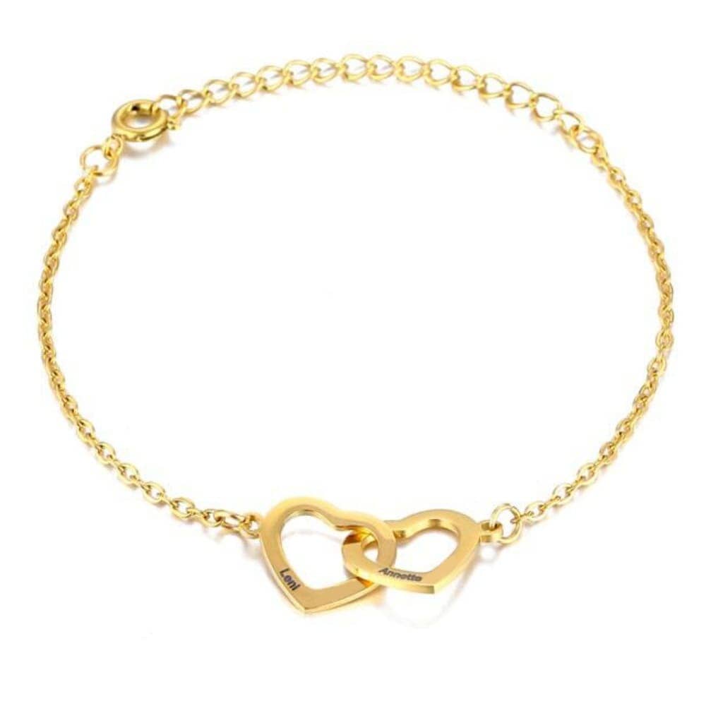 Armband mit verschlungenen Herzen Bracelet Loanya Gold