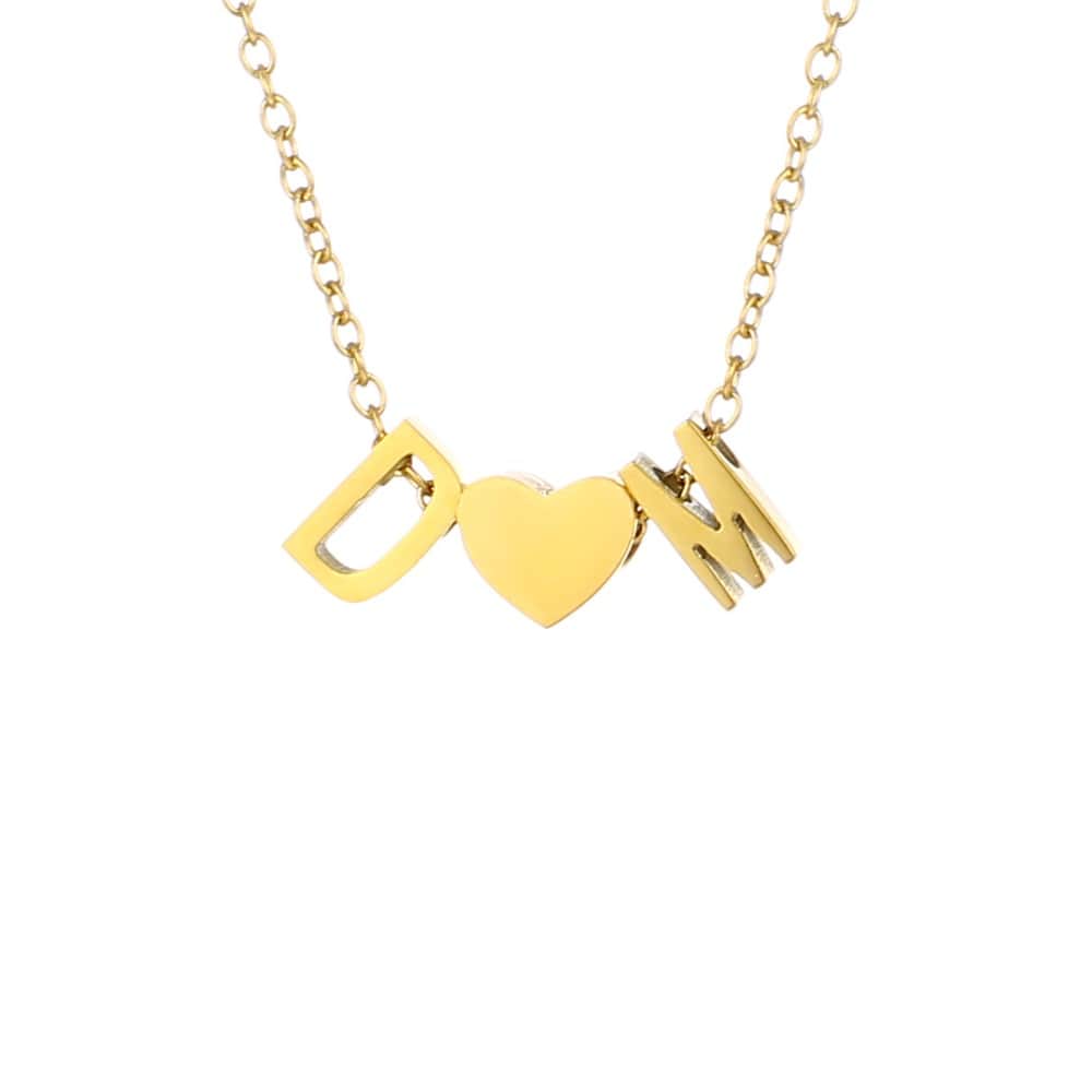 Halskette mit Herz und zwei Buchstaben Necklaces Loanya Gold 40 - 45 cm