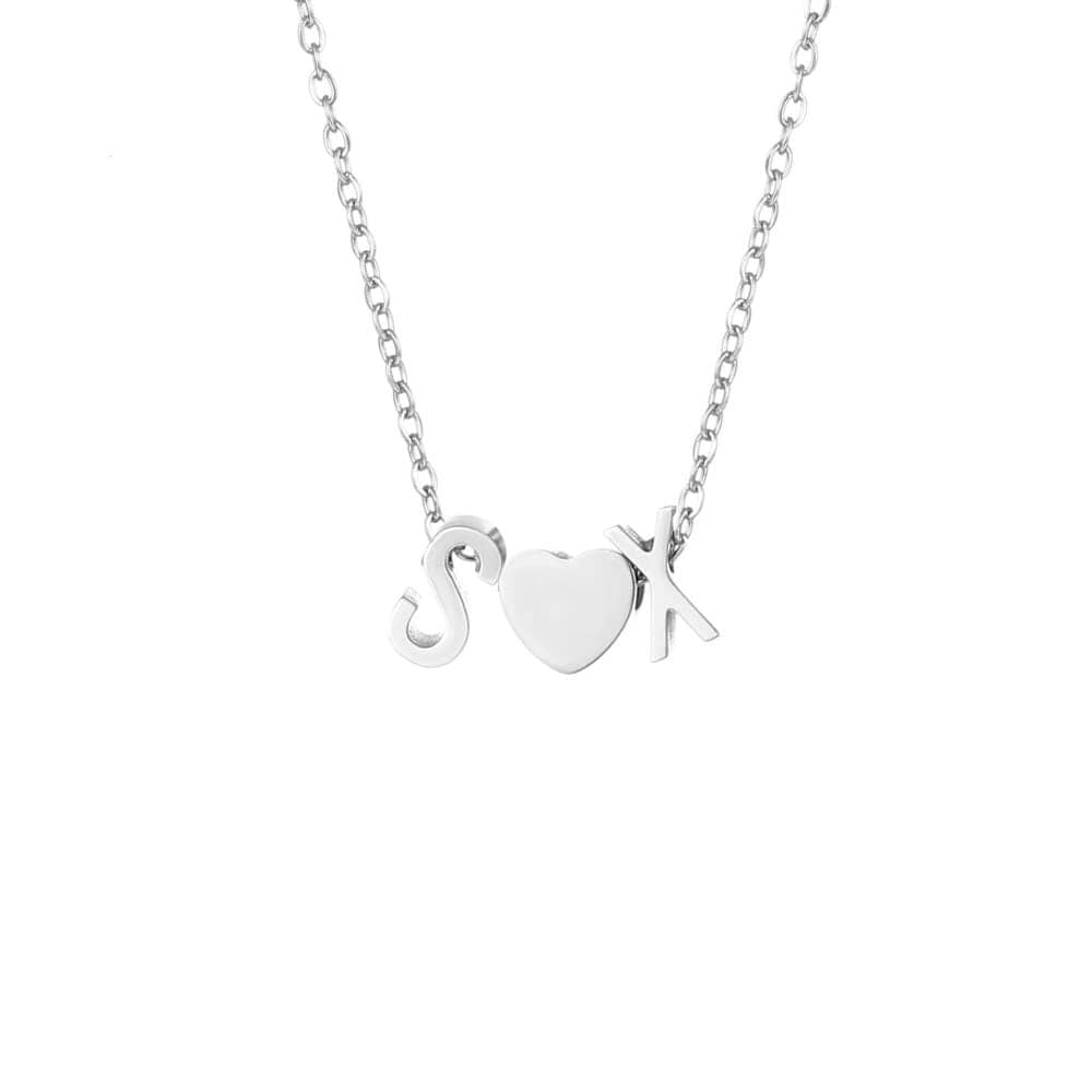 Halskette mit Herz und zwei Buchstaben Necklaces Loanya Silber 40 - 45 cm
