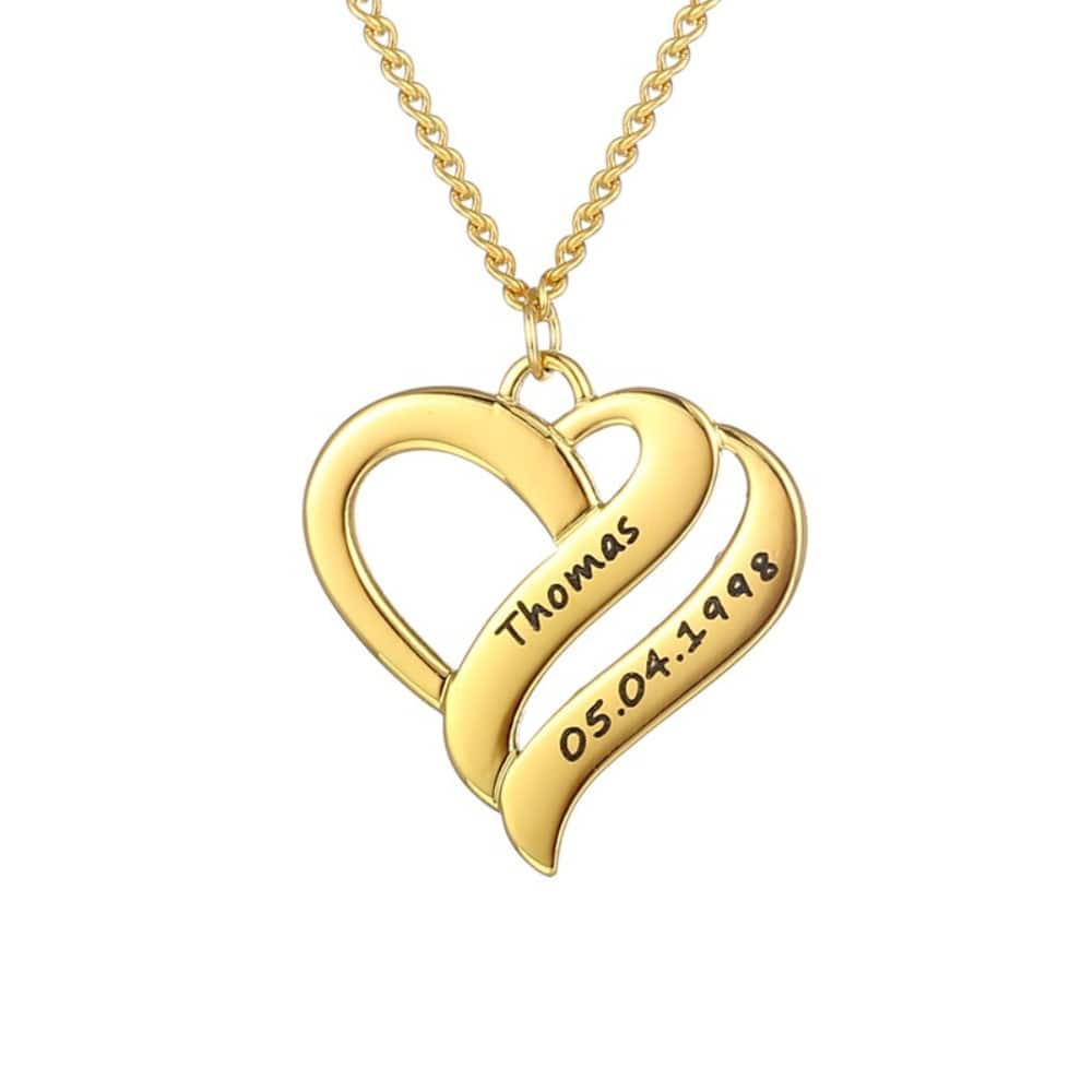 Halskette mit vereinten Herzen Necklaces Loanya Gold 40 - 45 cm