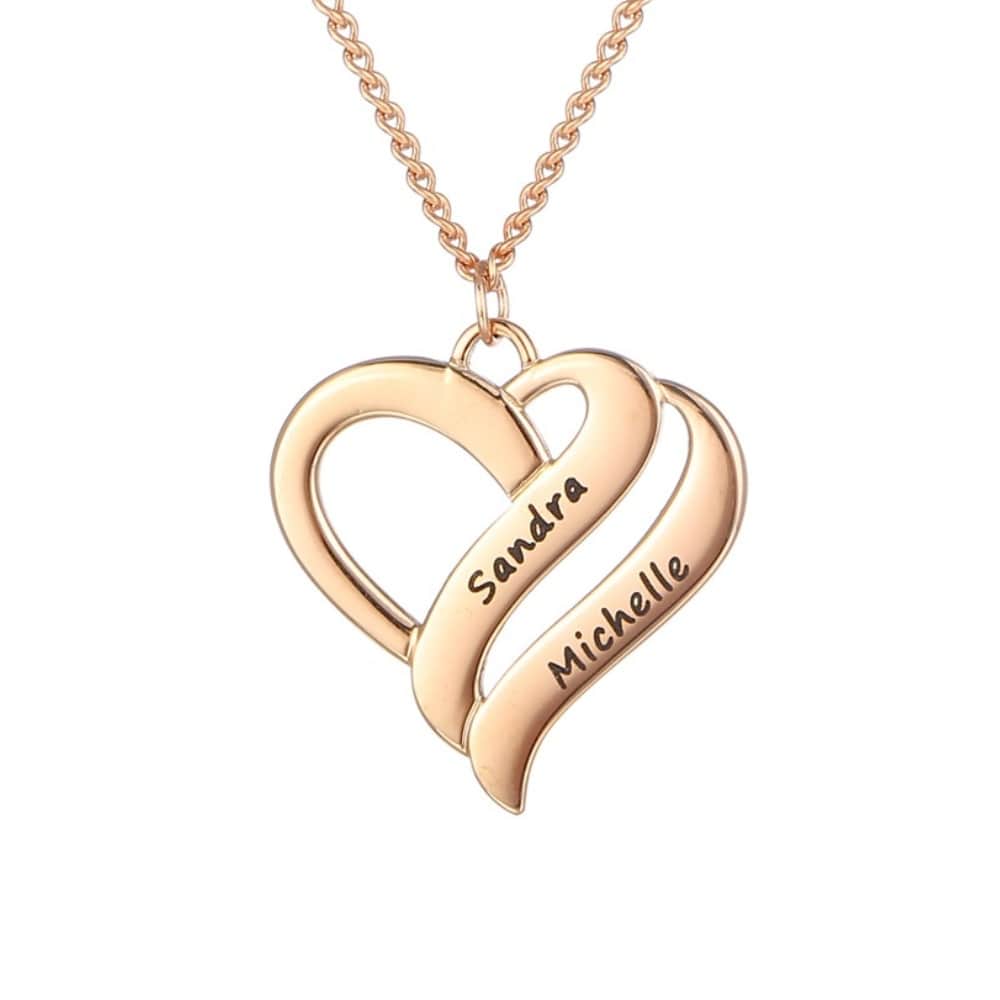 Halskette mit vereinten Herzen Necklaces Loanya Roségold 40 - 45 cm