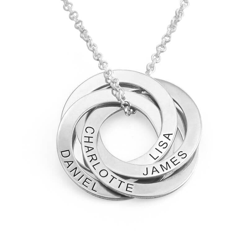 Kette mit personalisierten Namenskreisen Loanya Silber 40 cm