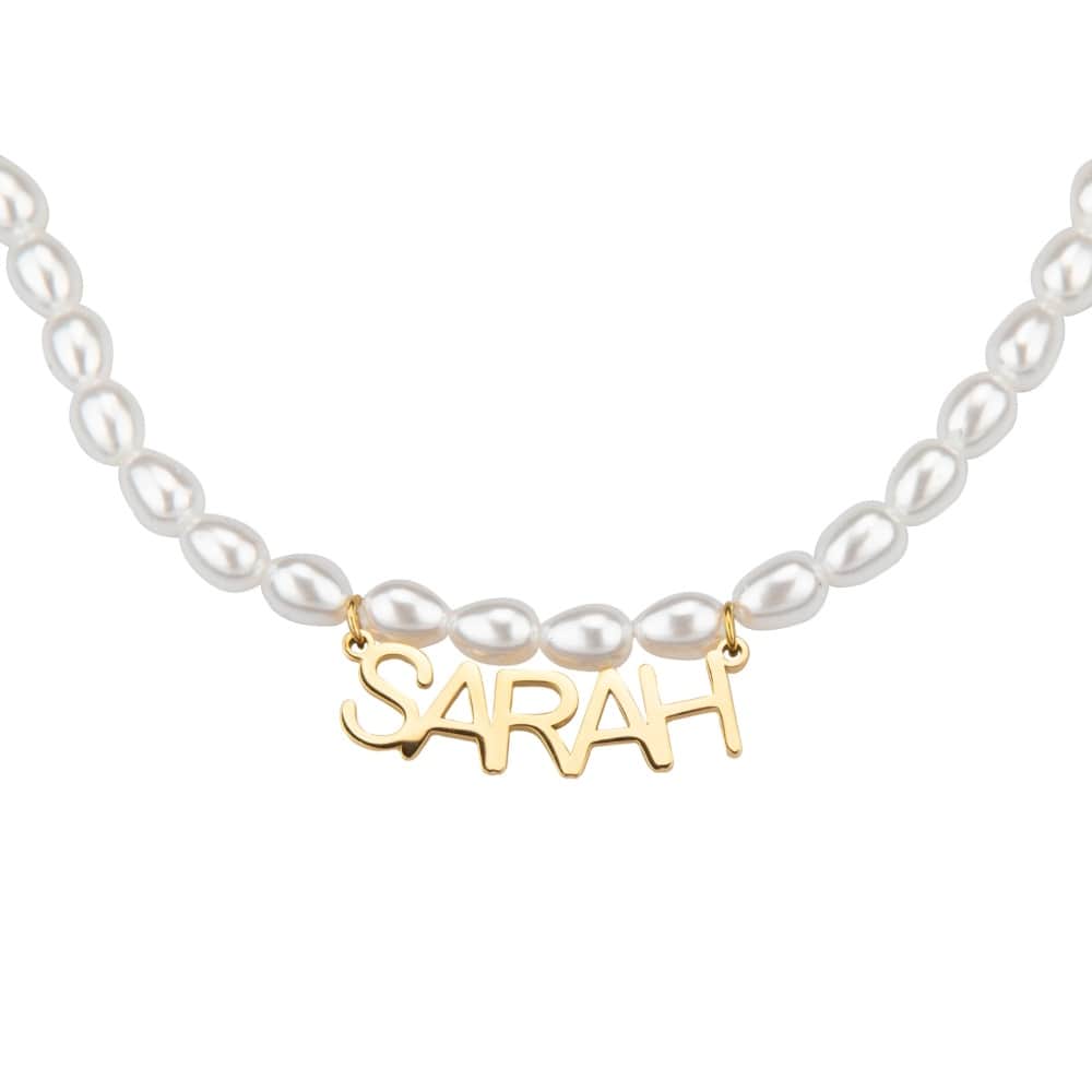 Perlen Namenskette Necklaces Loanya Gold 38 cm