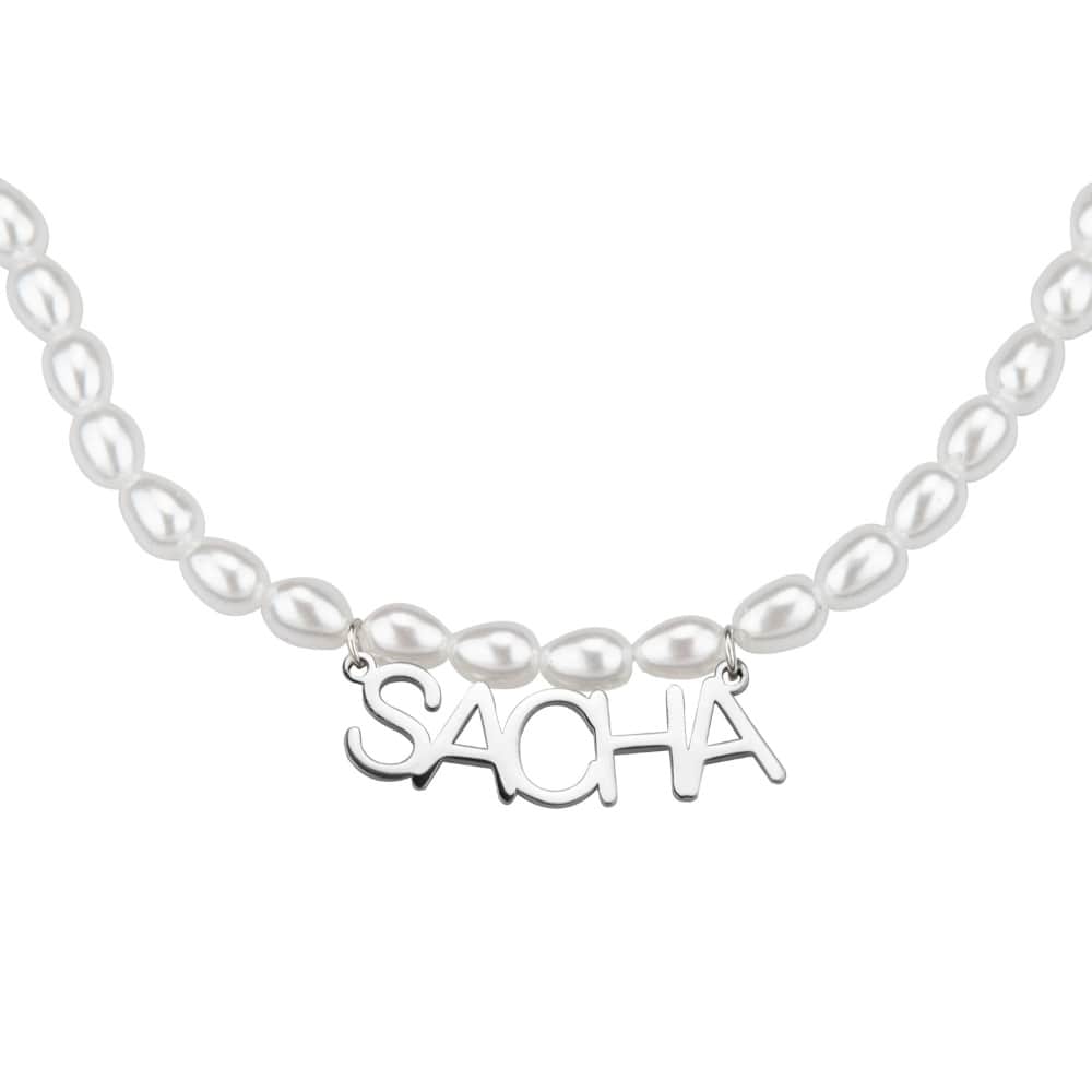 Perlen Namenskette Necklaces Loanya Silber 38 cm