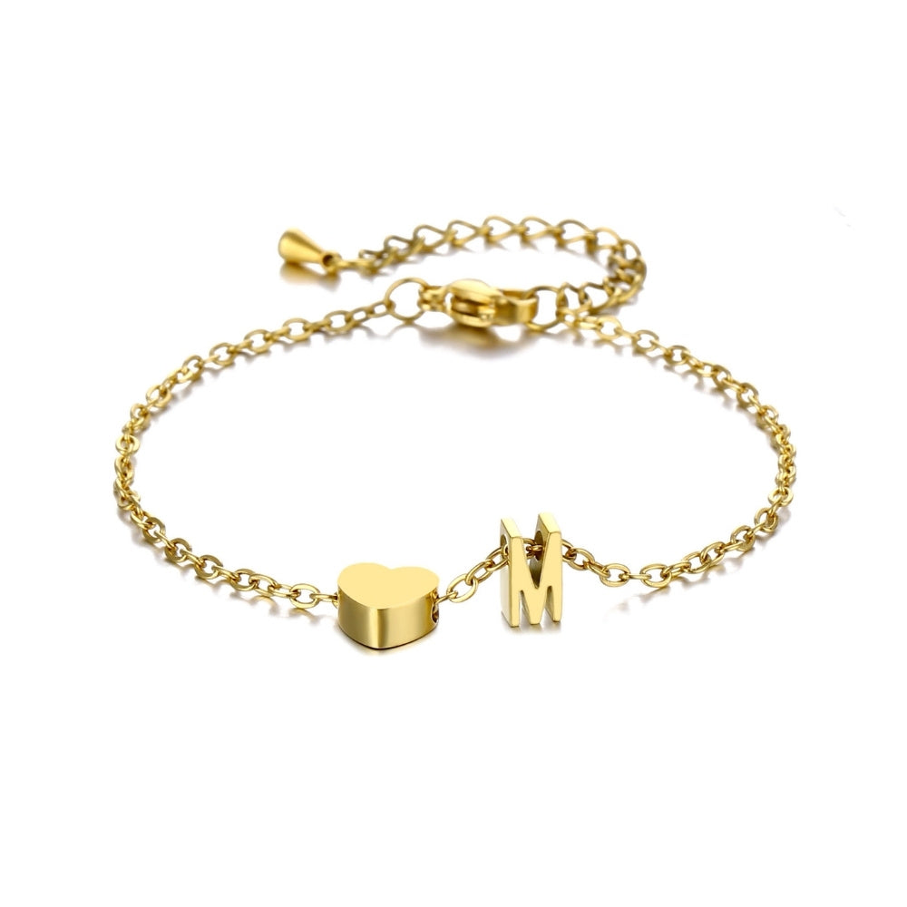 LOANYA Armband mit Herz und Buchstabe Loanya Gold A