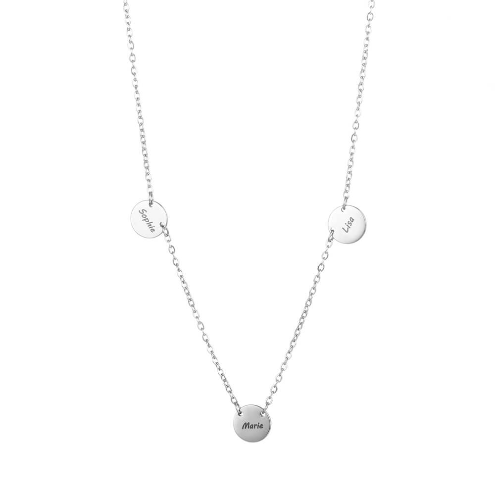 LOANYA Halskette mit drei personalisierten Coins Loanya Silber 40 cm