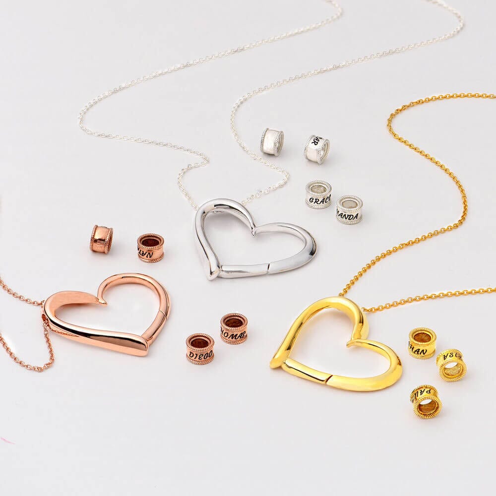 LOANYA Herz Halskette mit personalisierten Beads Loanya