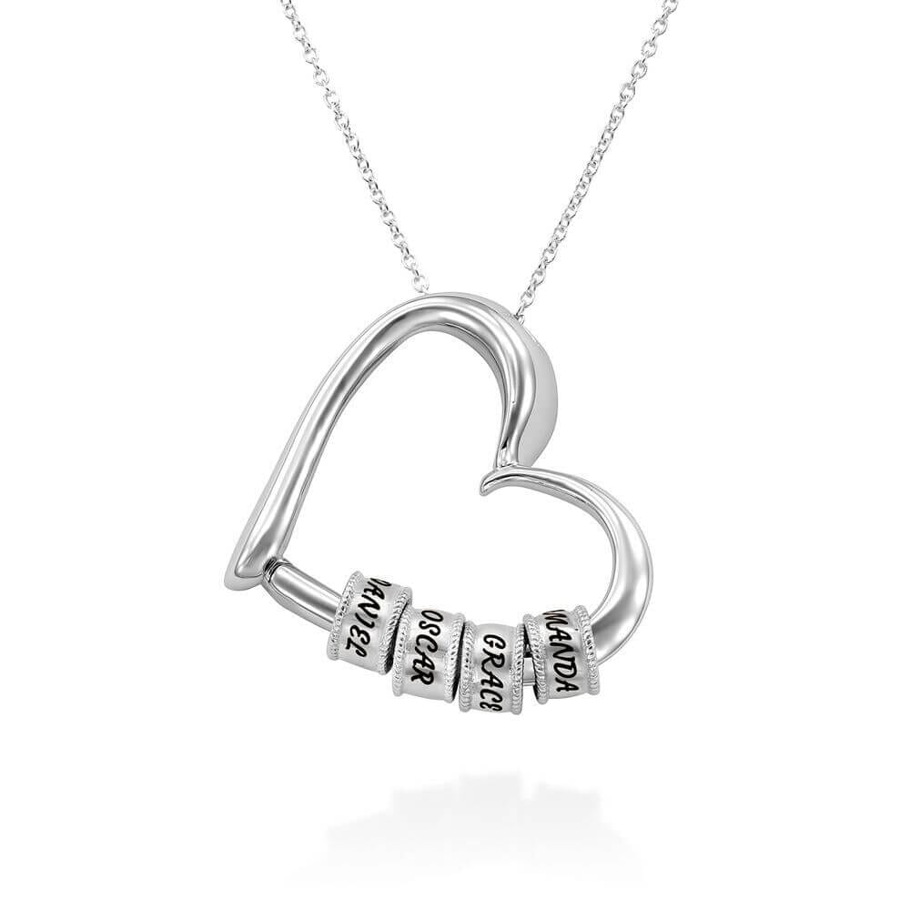 LOANYA Herz Halskette mit personalisierten Beads Loanya Silber 40 - 45 cm