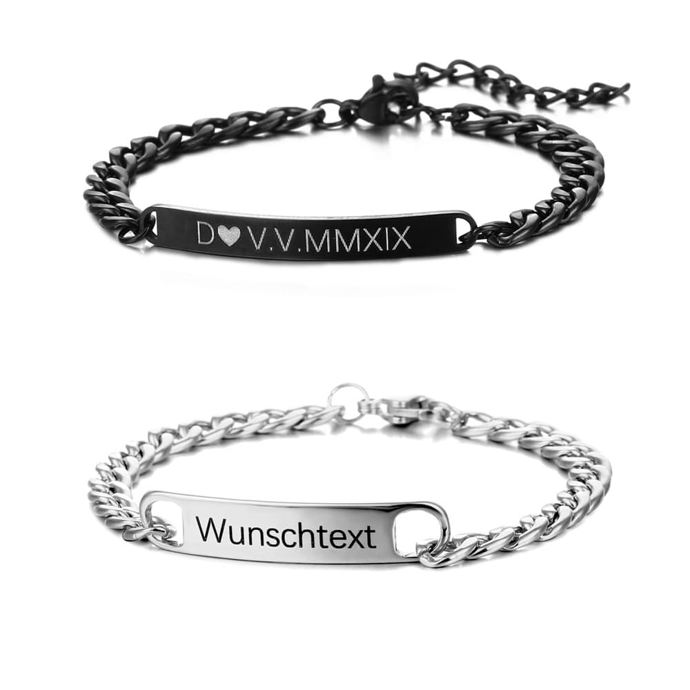 LOANYA Pärchen-Armband Set Bracelets Loanya Silber Schwarz