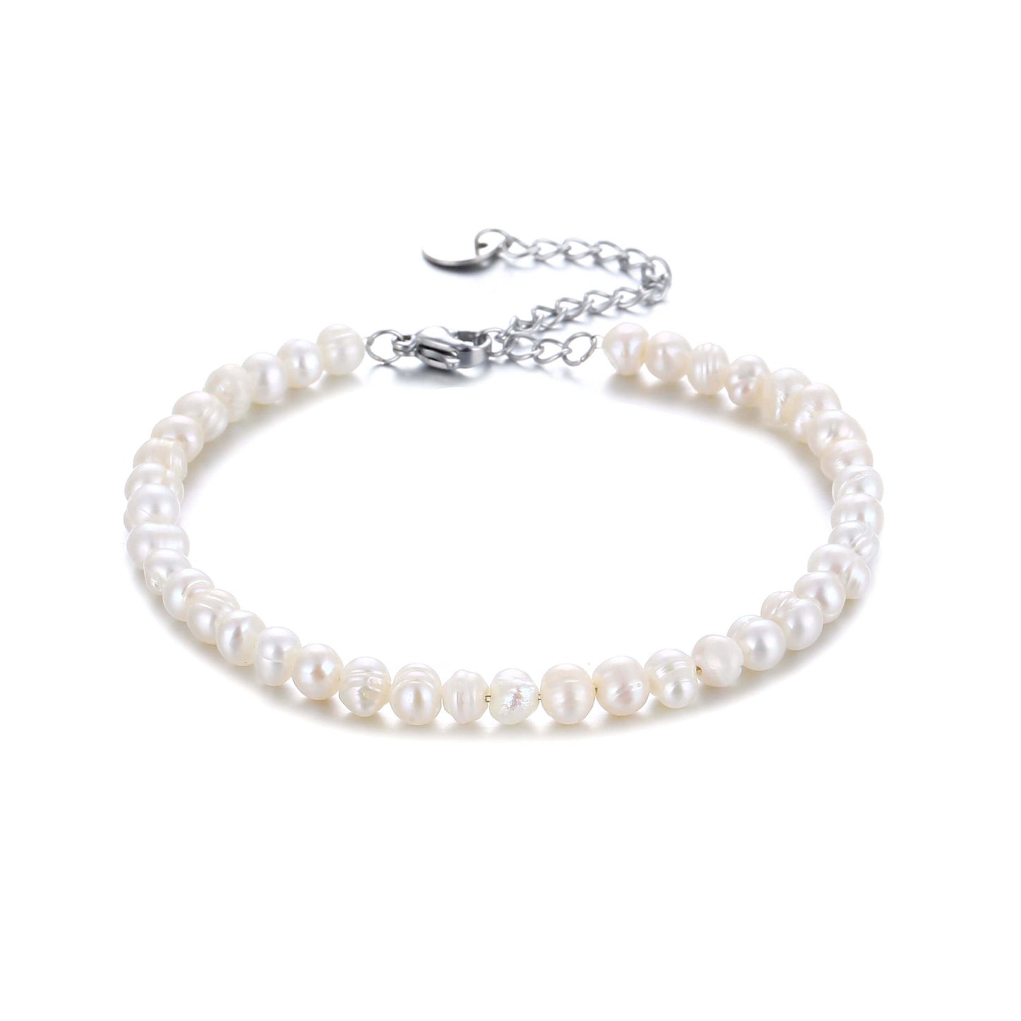 LOANYA Perlen-Fußkettchen mit Gravur Bracelet Loanya Silber