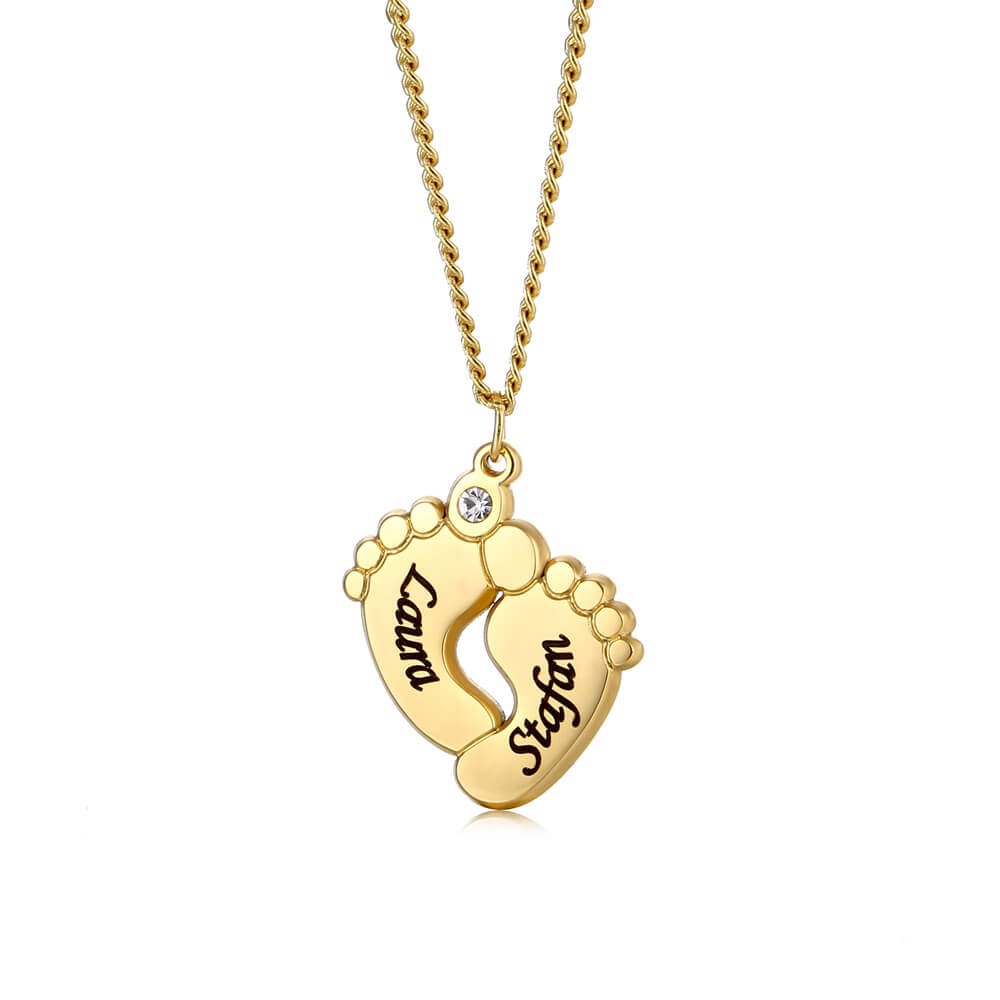 Loanya personalisierte Babyfuß Halskette mit Zirkoniastein Loanya Gold 40 cm
