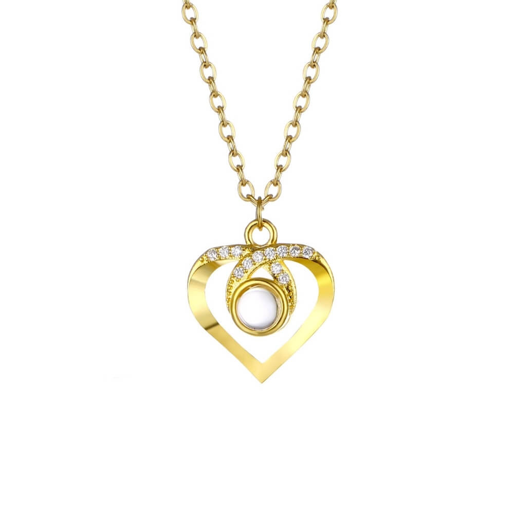 LOANYA Personalisierte Fotoprojektionshalskette mit Zirkonia Necklaces Loanya Gold 40 cm