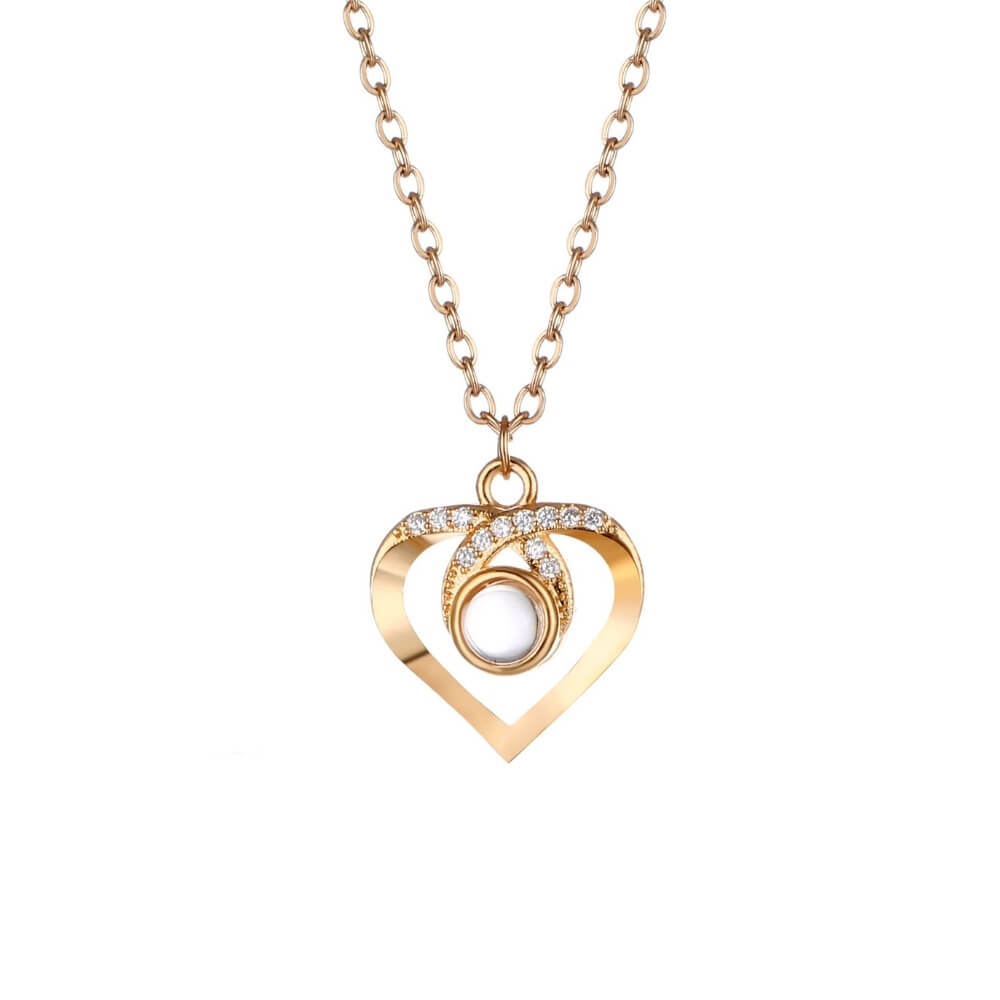 LOANYA Personalisierte Fotoprojektionshalskette mit Zirkonia Necklaces Loanya Roségold 40 cm