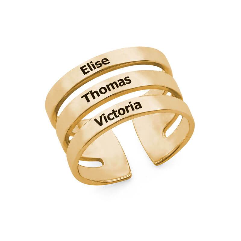 LOANYA personalisierter Ring mit 3 Namen Loanya Gold