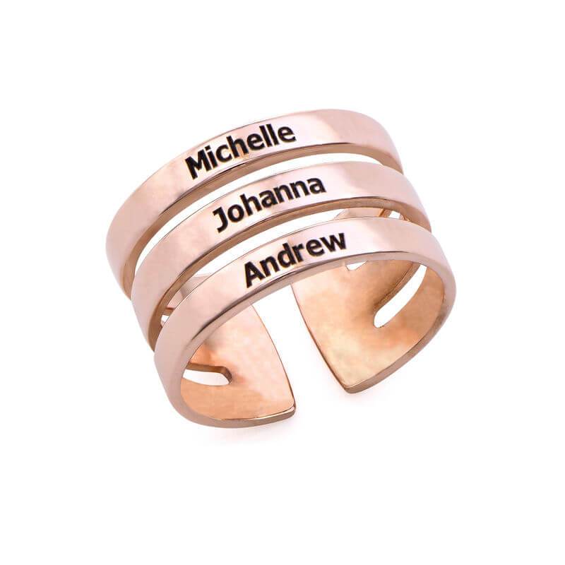LOANYA personalisierter Ring mit 3 Namen Loanya Roségold