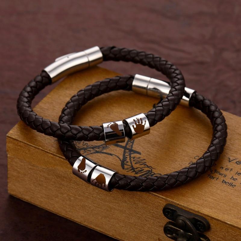 LOANYA personalisiertes Lederarmband mit Abdrücken Loanya