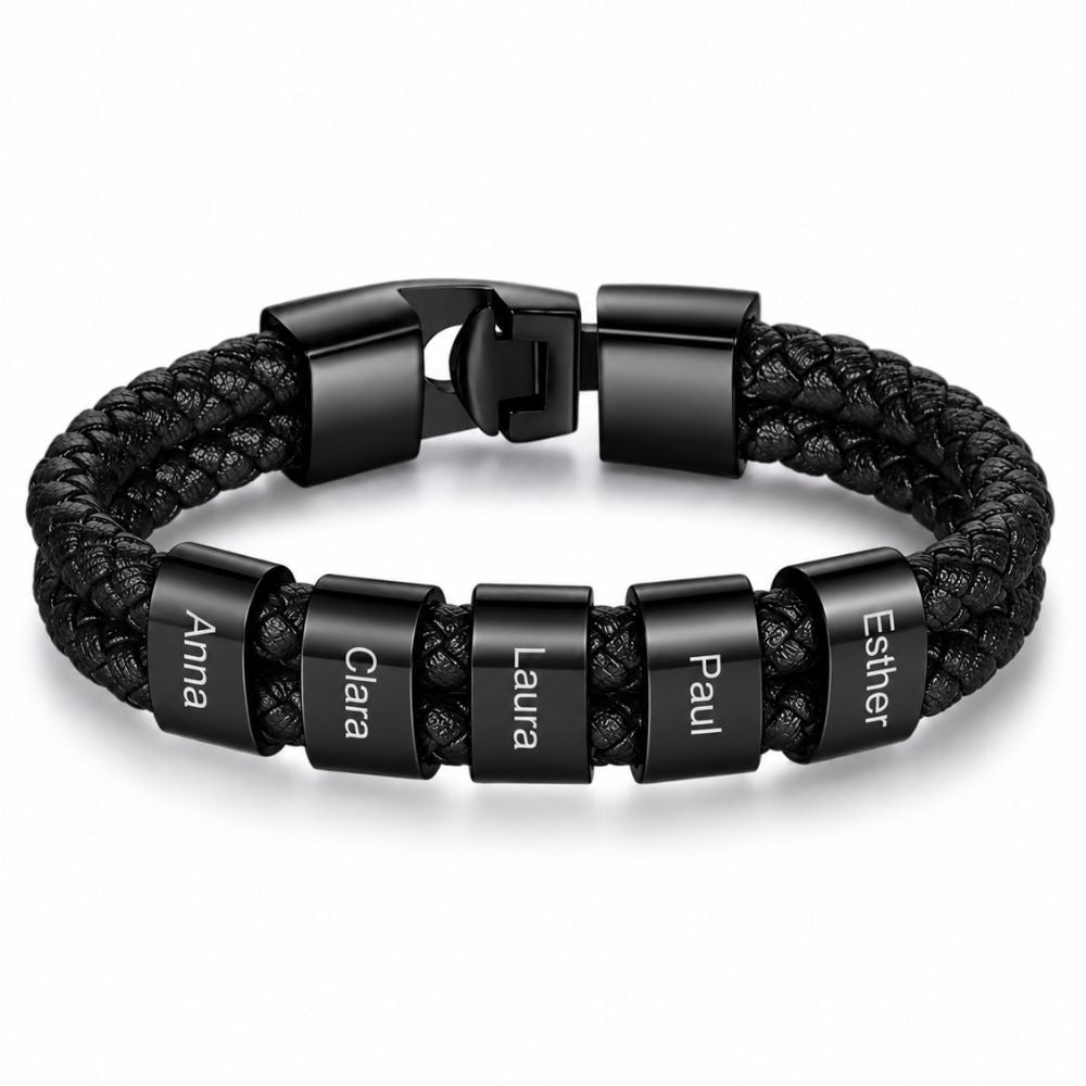 Herrenarmband mit gravierten Beads