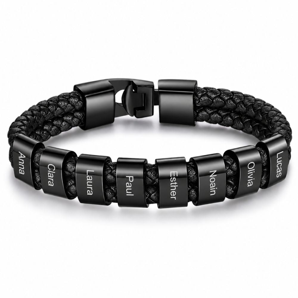 Herrenarmband mit gravierten Beads