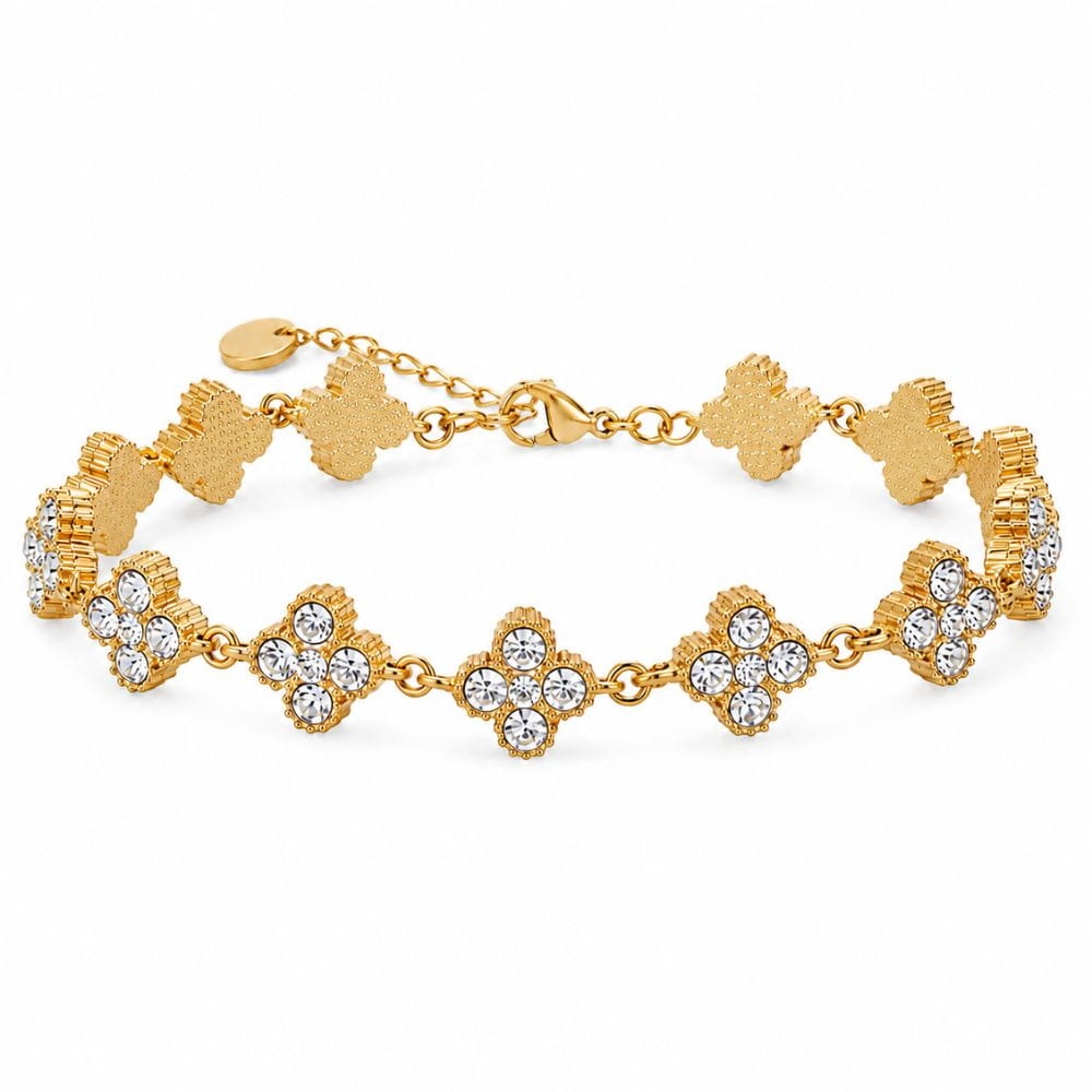 Kleeblatt Armband mit Zirkoniasteinen