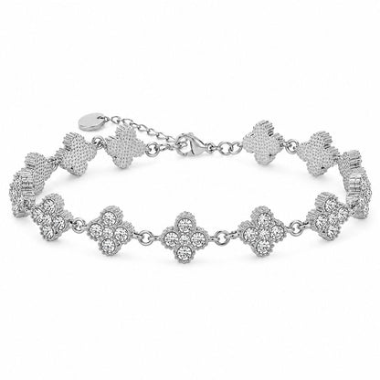 Kleeblatt Armband mit Zirkoniasteinen