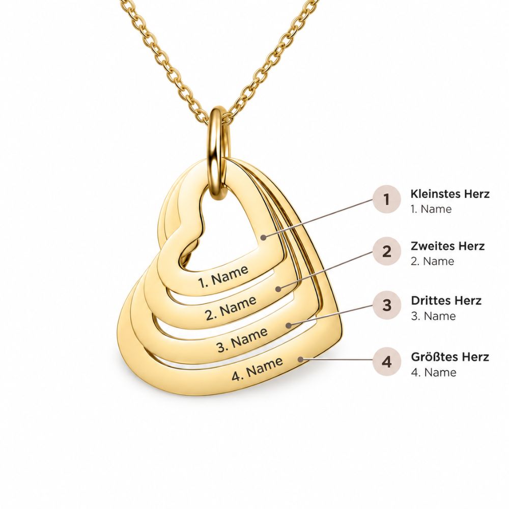 Kette mit personalisierten Herzanhängern