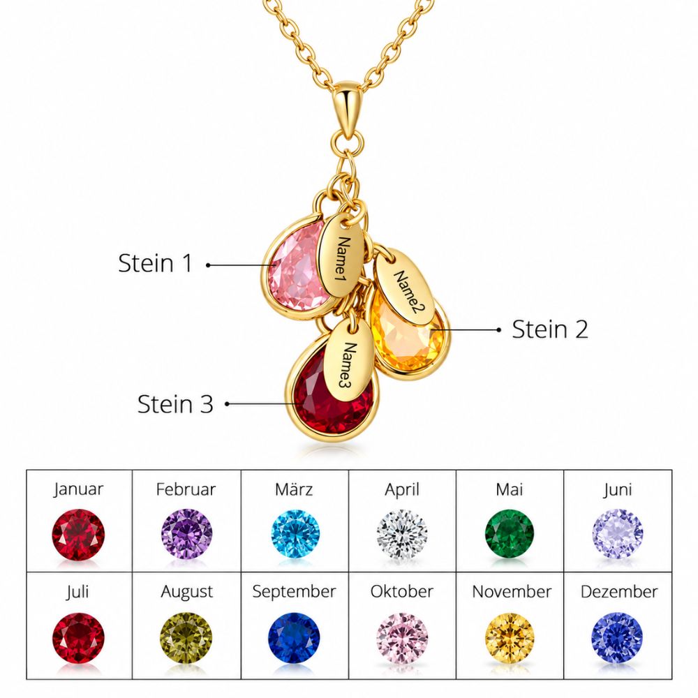 Personalisierte Kette mit Geburtssteinen