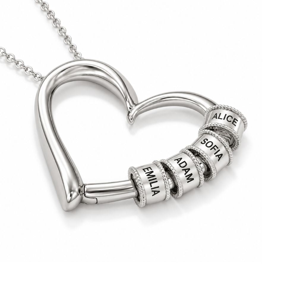 Herz Halskette mit personalisierten Beads
