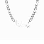 Dicke Namenskette mit arabischer Gravur Necklaces Loanya Silber 40 cm 