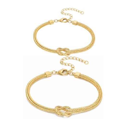 Ewigkeitsknoten Partnerarmbänder (2er Set) Bracelets Loanya Gold / Gold One Size (17 cm + 5 cm Verlängerung) 