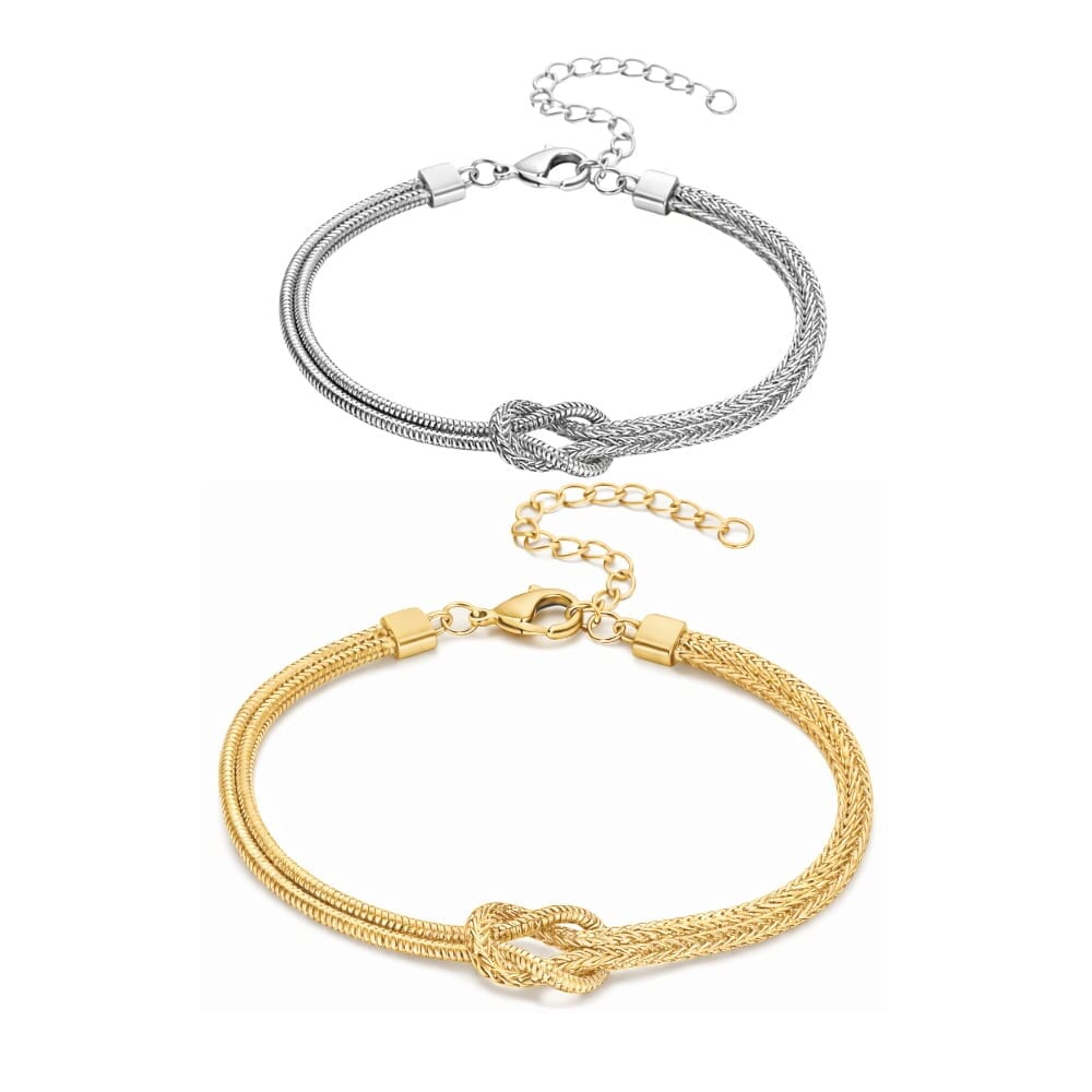 Ewigkeitsknoten Partnerarmbänder (2er Set) Bracelets Loanya Gold / Silber One Size (17 cm + 5 cm Verlängerung) 