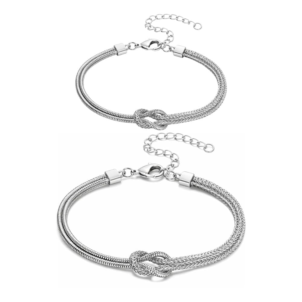 Ewigkeitsknoten Partnerarmbänder (2er Set) Bracelets Loanya Silber / Silber One Size (17 cm + 5 cm Verlängerung) 