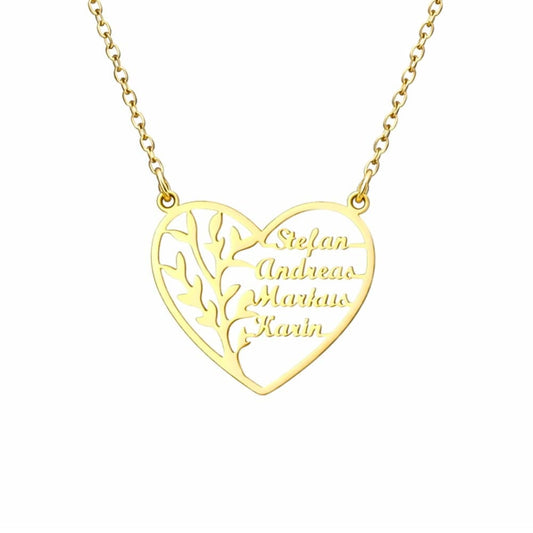 Familienherz Lebensbaum Halskette Necklaces Loanya Gold 40 cm 