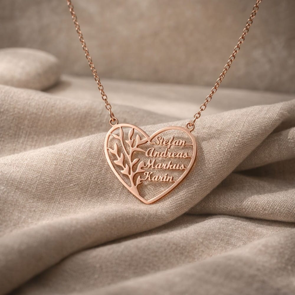 Familienherz Lebensbaum Halskette Necklaces Loanya Roségold 45 cm 