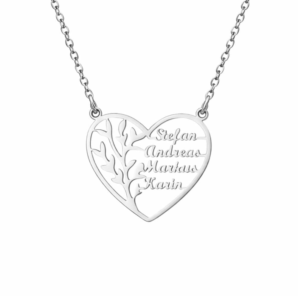 Familienherz Lebensbaum Halskette Necklaces Loanya Silber 40 cm 