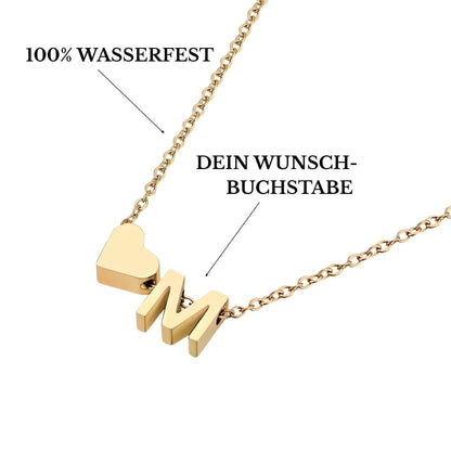 Halskette mit kleinem Herz und einem Buchstaben Loanya Gold M 