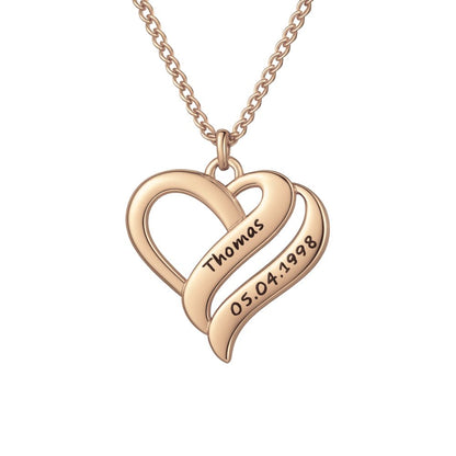 Halskette mit vereinten Herzen Necklaces Loanya Roségold 40 - 45 cm 