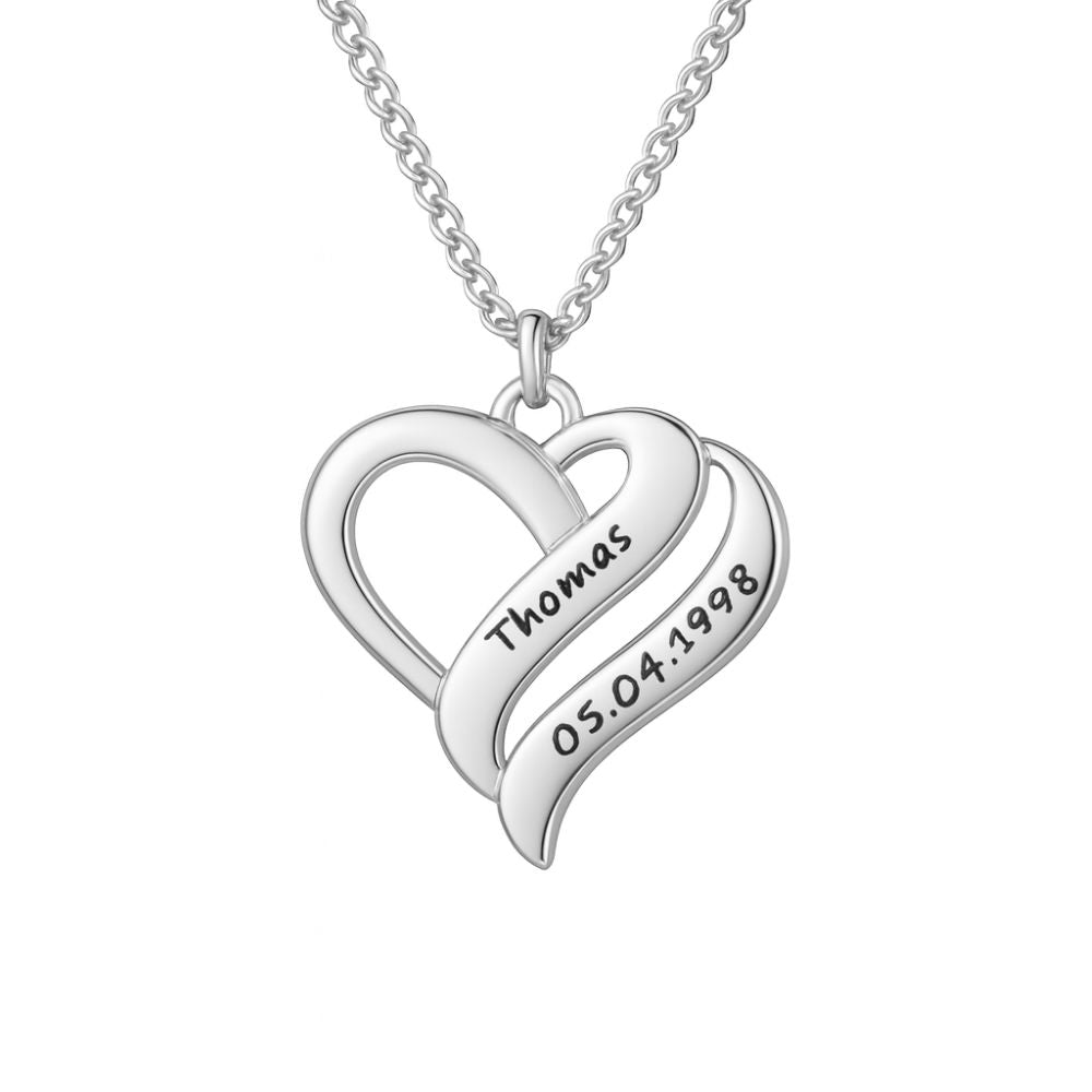 Halskette mit vereinten Herzen Necklaces Loanya Silber 40 - 45 cm 