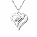 Halskette mit vereinten Herzen und Geburtssteinen Necklaces Loanya Silber 40 - 45 cm 
