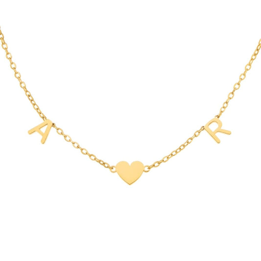 Initialkette mit Herz – Zwei Buchstaben als Symbol eurer Verbindung Necklaces Loanya Gold 40 - 45 cm 