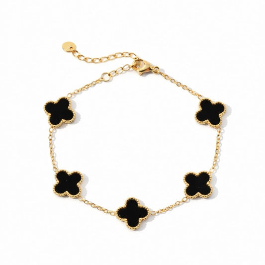 Klee Armband mit Gravur Bracelet Loanya Gold Schwarz 