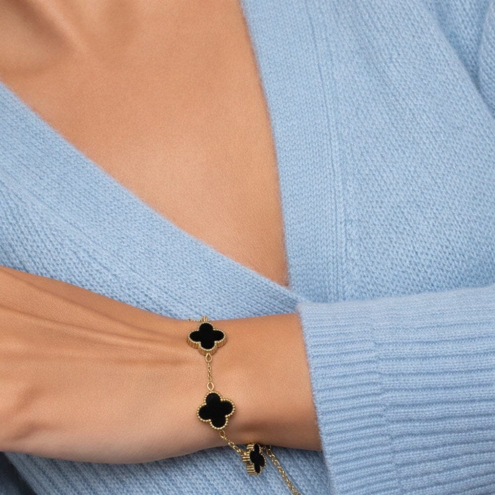 Kleeblatt Armband mit Wunschgravur Bracelet Loanya 