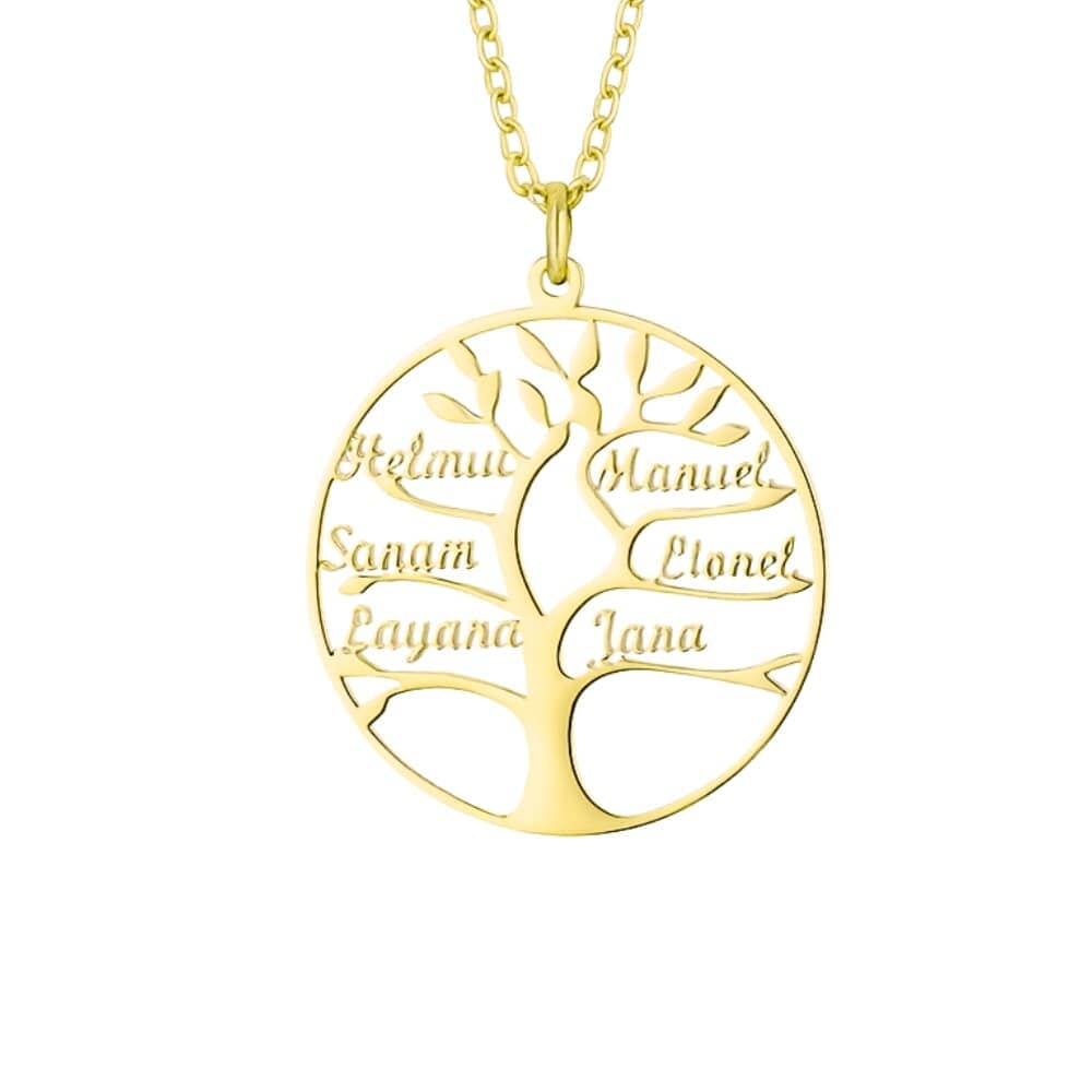 Lebensbaum Kette mit Gravur Loanya Gold 40 cm 