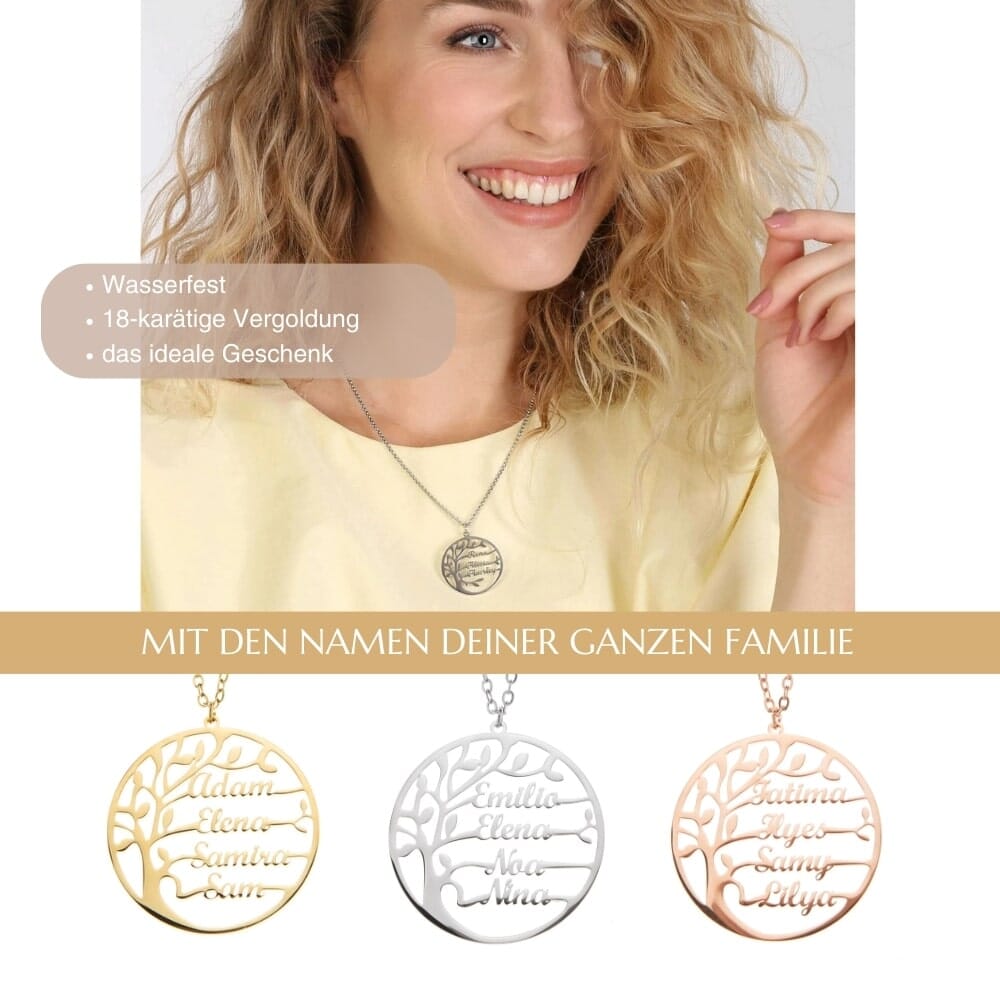 Lebensbaum Kette mit personalisierten Namen Necklaces Loanya 