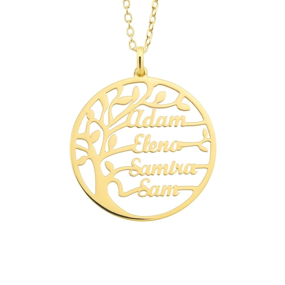 Lebensbaum Kette mit personalisierten Namen Necklaces Loanya Gold 40 cm 