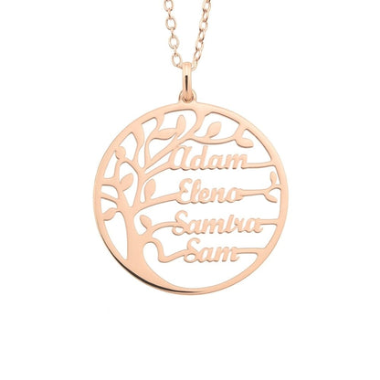 Lebensbaum Kette mit personalisierten Namen Necklaces Loanya Roségold 40 cm 