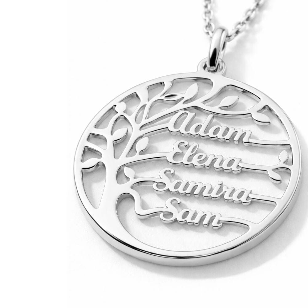 Lebensbaum Kette mit personalisierten Namen Necklaces Loanya Silber 40 cm 