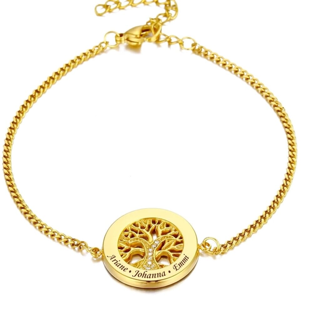 Lebensbaumarmband mit Zirkonia Steinen Bracelet Loanya Gold 