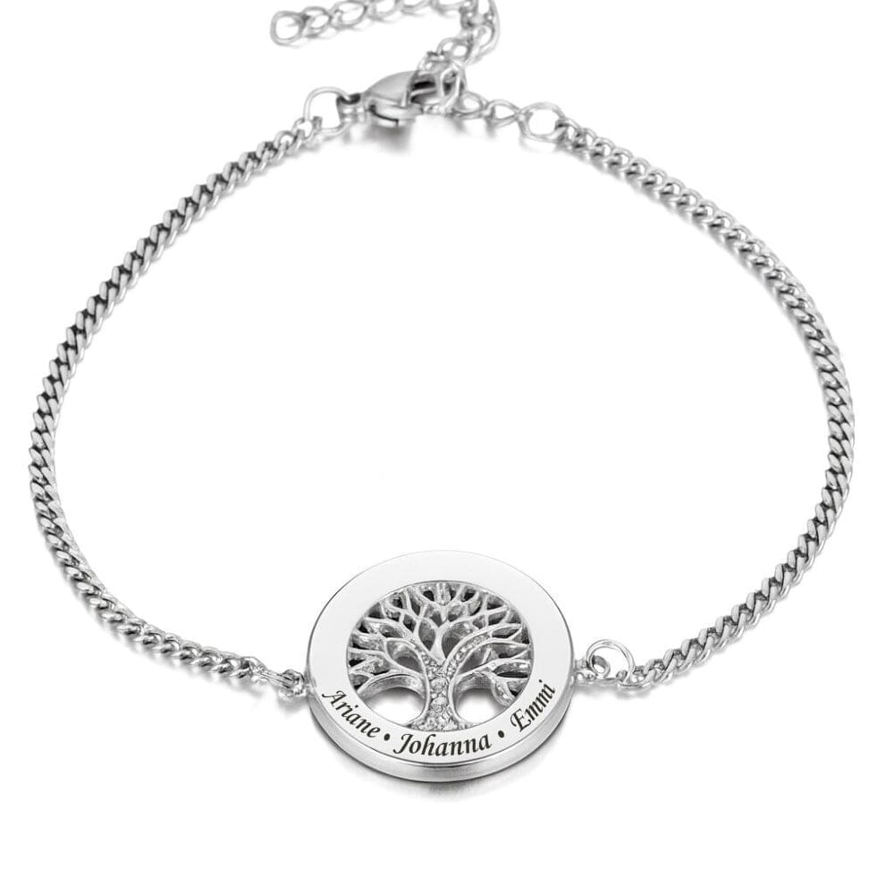 Lebensbaumarmband mit Zirkonia Steinen Bracelet Loanya Silber 