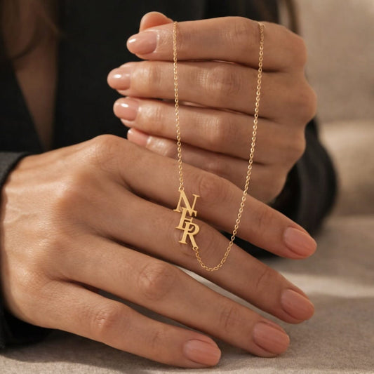 Monogramm Halskette mit drei Initialen Necklaces Loanya Gold 40 - 45 cm 