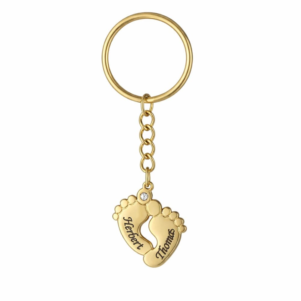 Personalisierte Babyfuß Halskette mit Zirkoniastein Loanya Gold Schlüsselanhänger 